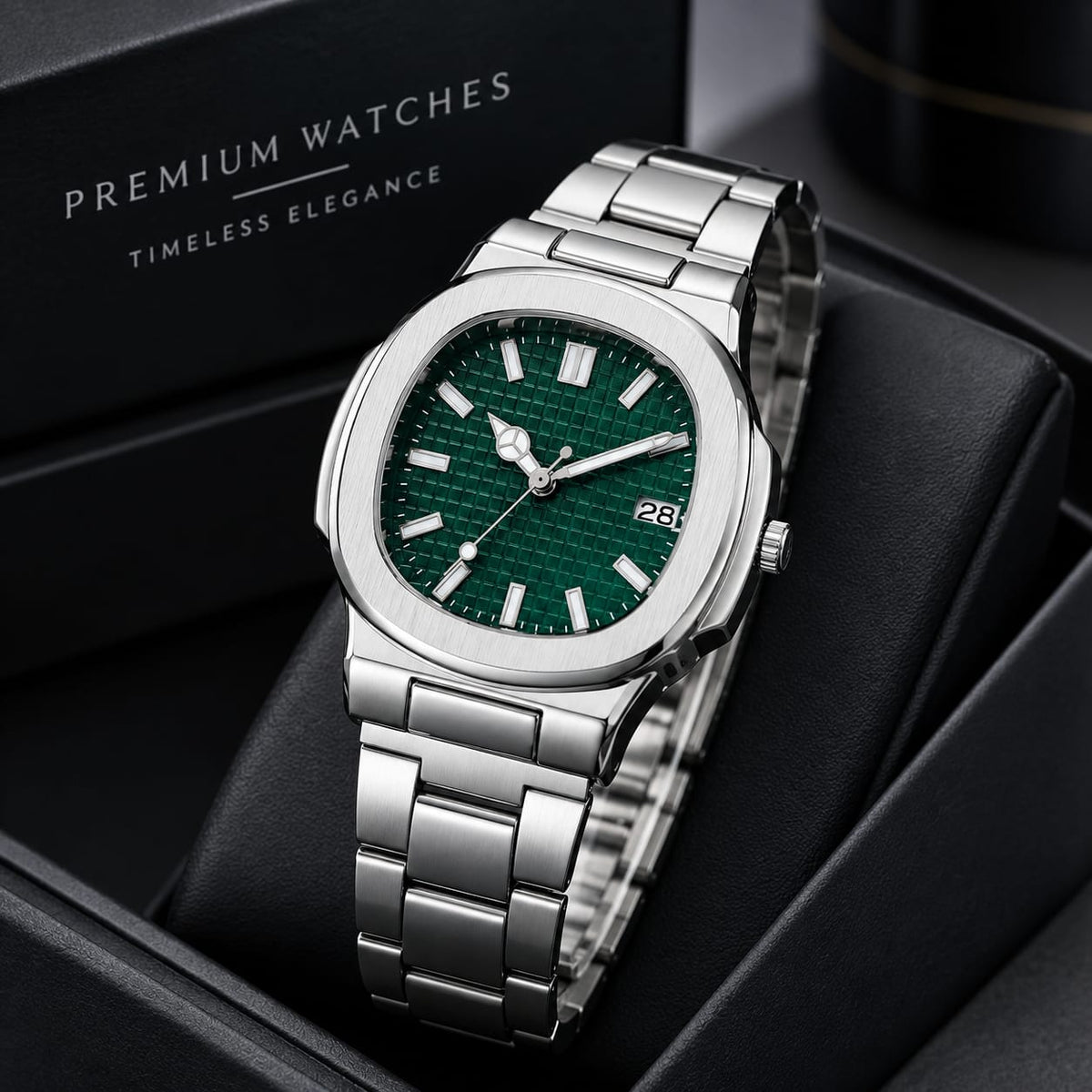 Dijanes Green Dial Steel Watch
