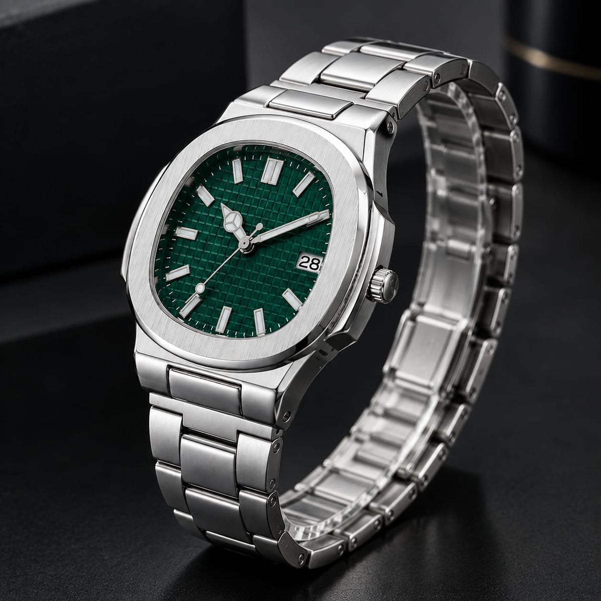 Dijanes Green Dial Steel Watch